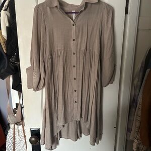Zenana Outfitters Beige Button-Down Shirt